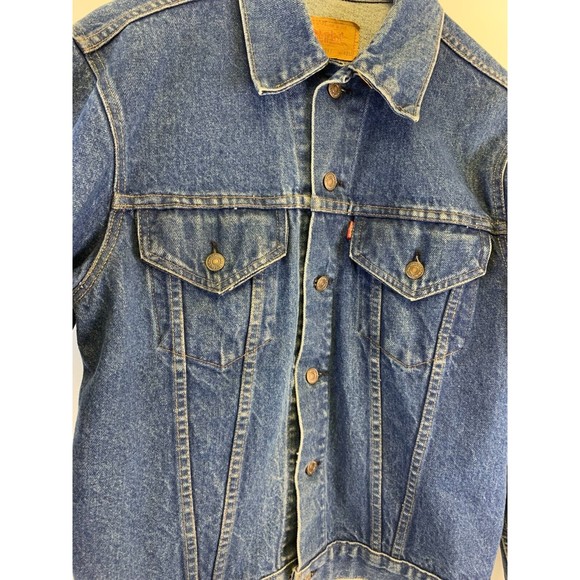 Levi Strauss 71205 Denim Trucker Jacket Button Jean Med Wash Collared Mens 42 L - Picture 3 of 9